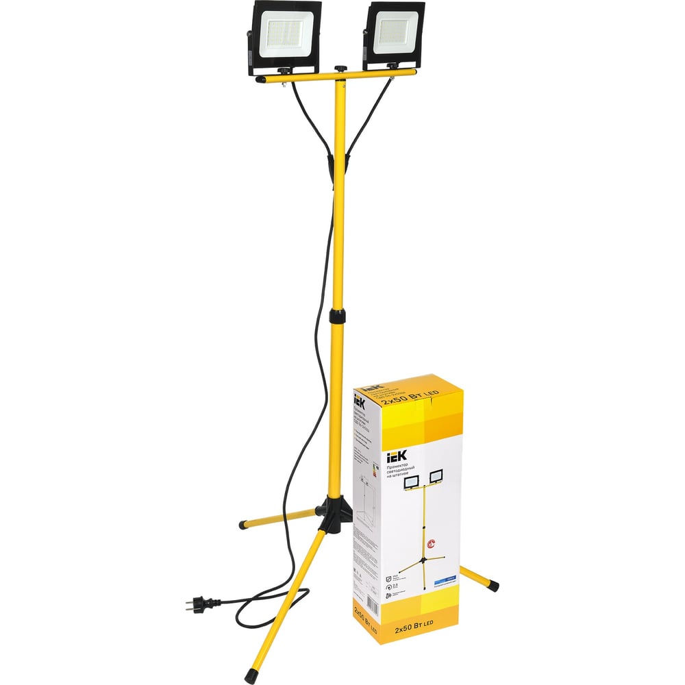 Прожектор IEK, LED СДО 06-2x50Ш штатив 6500К IP65 черный LPDO606-2X050 ...