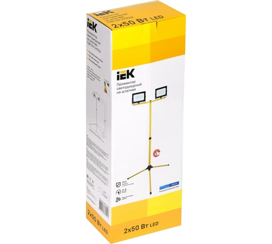 Прожектор IEK, LED СДО 06-2x50Ш штатив 6500К IP65 черный LPDO606-2X050-65-K02