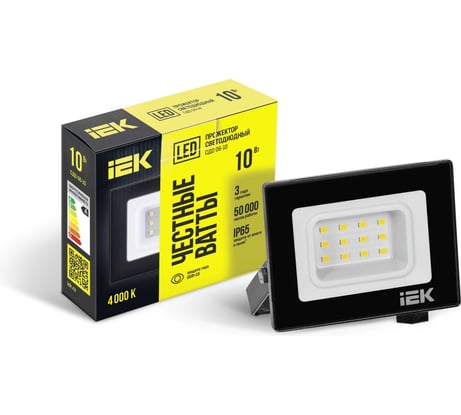 Прожектор IEK, СДО 06-10 светодиодный черный IP65 4000 K LPDO601-10-40-K02
