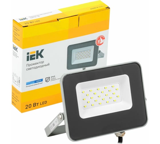Прожектор IEK, СДО 07-20 светодиодный серый IP65 LPDO701-20-K03