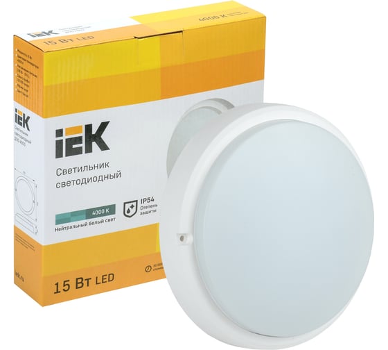 Светильник IEK, LED ДПО 4007 15вт IP54 6500K круг белый LDPO0-4007-15-6500-K01