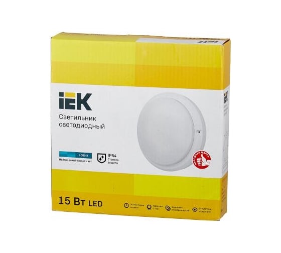 Светильник IEK, LED ДПО 4003 15вт IP54 4000K круг белый LDPO0-4003-15-4000-K01