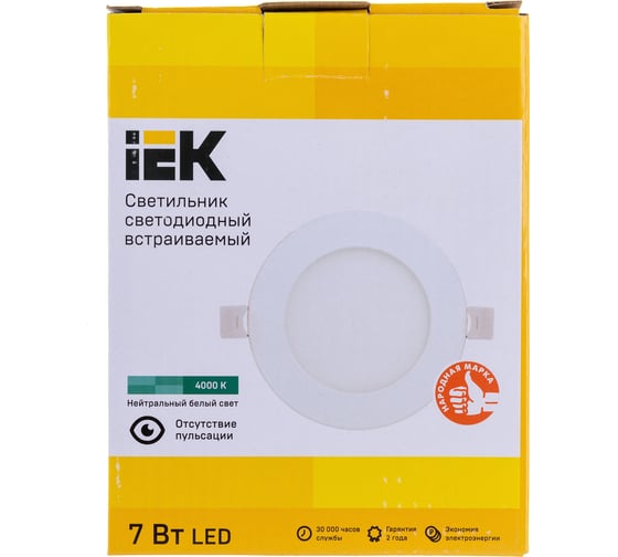 Светильник IEK, ДВО 1602 белый круг LED 7вт 4000К IP20 LDVO0-1602-1-7-K02