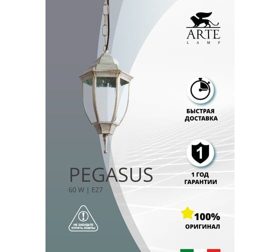 Уличный светильник Arte Lamp PEGASUS A3151SO-1WG