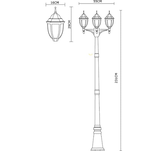 Уличный светильник Arte Lamp PEGASUS A3151PA-3BN