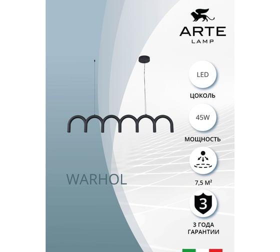 Подвесной светильник ARTE LAMP WARHOL A3258SP-45BK