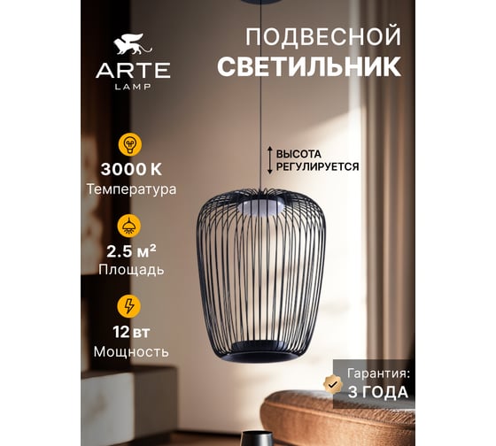 Подвесной светильник ARTE LAMP FLARE A3528SP-12BK