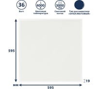 Светодиодный светильник Сириус А Армстронг 36W 4000K UNI-595x595-36W-OP-4K