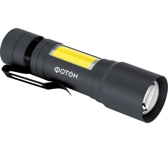 Туристический светодиодный фонарь ФОТОН MS-600, 1W+1W, 1хLR6 в комплекте, черный 23836