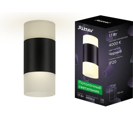 Накладной потолочный светильник Ritter RCS-80LED17W-WH ф80, COB 12W+5W, 4000K, белый/матовое, 52066 5