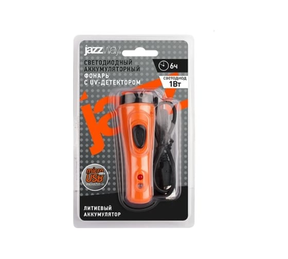 Фонарь JazzWay Accu1-L1W-og оранжевый, Li-ion, промо 5006706