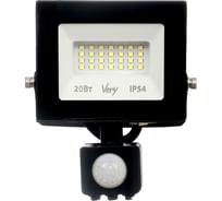 Прожектор светодиодный Very с датчиком движения 20Вт, 6500К, IP54, черный, шт 89-2-652