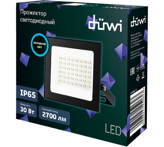 Светодиодный прожектор duwi СДО-30М, 30W, 6500К, 25062 3