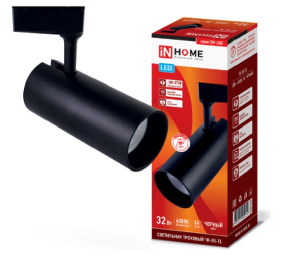 Трековый светодиодный светильник IN HOME серии TOP-LINE TR-05-TL, 32Вт, 4000К, 3200Лм, IP40, 36 градуса 4690612029214