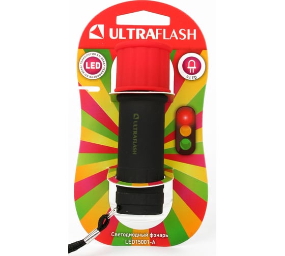 Фонарь Ultraflash LED15001-A (3XR03 светофор, красный с черным, 9 LED, пластик, блистер) 10479