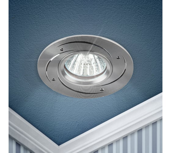 Светильник ЭРА KL43 SL/1 литой, алюминевый, MR16, 12V/220V, 50W, серебро Б0049562