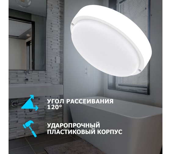 Светодиодный светильник REXANT ЖКХ 12 Вт 1000 Лм IP65 6500 K 607-202