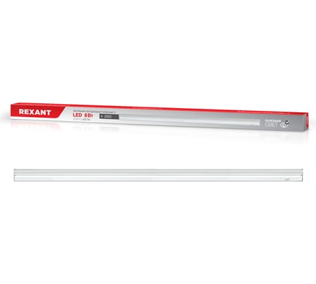 Светодиодный линейный светильник REXANT T5 8Вт 6500К 564 мм с выключателем и соединителем 607-214