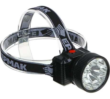 Фонарь ЕРМАК налобный аккумуляторный 8 ярк.+ 0,5 Вт LED, вилка 220В, 8,8x7,4х8,5см 328-047