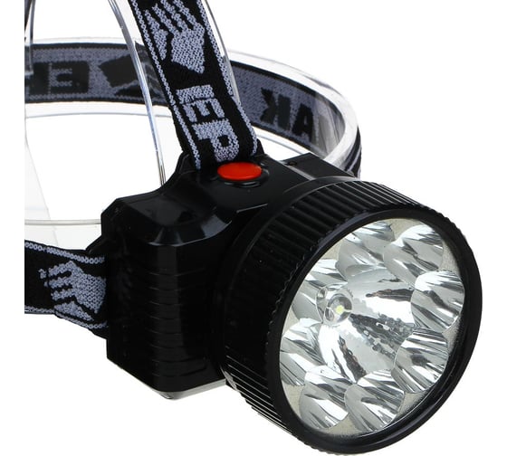 Фонарь ЕРМАК налобный аккумуляторный 8 ярк.+ 0,5 Вт LED, вилка 220В, 8,8x7,4х8,5см 328-047