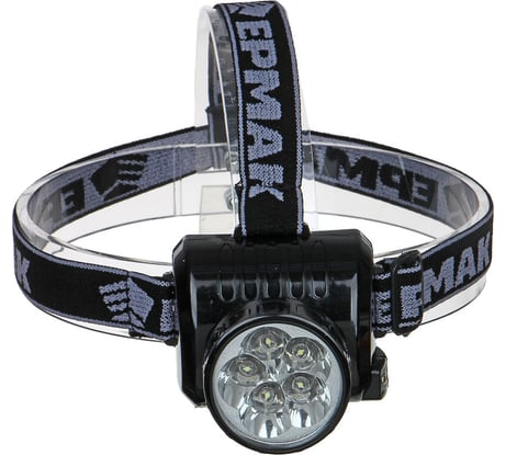 Фонарь ЕРМАК налобный аккумуляторный 5 ярк. LED, вилка 220В, 8х6х7,5смD 328-046