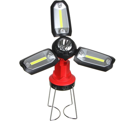 Фонарь ЕРМАК светильник, 1 LED, 3 COB, 800мАч, USB, 15х8.5х8.5см, 6 режимов, пластик 225-001