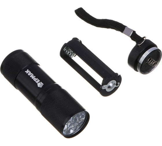 Фонарь металлический ЕРМАК 9 LED, 3хAАA, 9x2,6см, алюминий 224-102