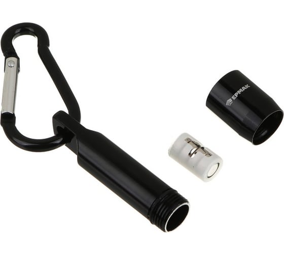 Фонарик-брелок ЕРМАК с карабином, 1 LED, 1 режим, 4xLR41, 6,1x1,4см 226-003