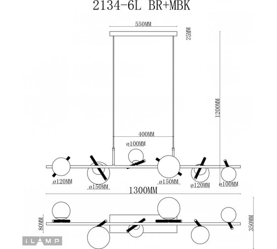 Подвесной светильник iLAMP Golden 2134-6L BR+MBK