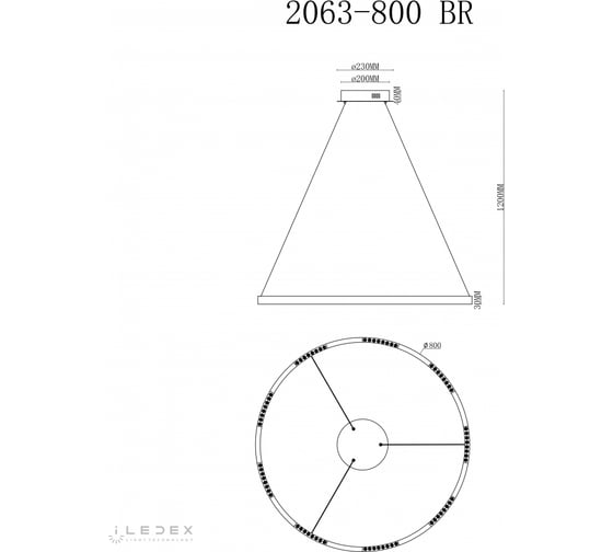 Подвесной светодиодный светильник iLEDEX Vision 2063-D800 BR