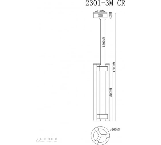 Подвесной светодиодный светильник iLEDEX Rocks 2301-3M CR