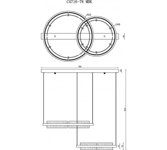 Подвесной светодиодный светильник iLEDEX Meridian C4716-78 MBK