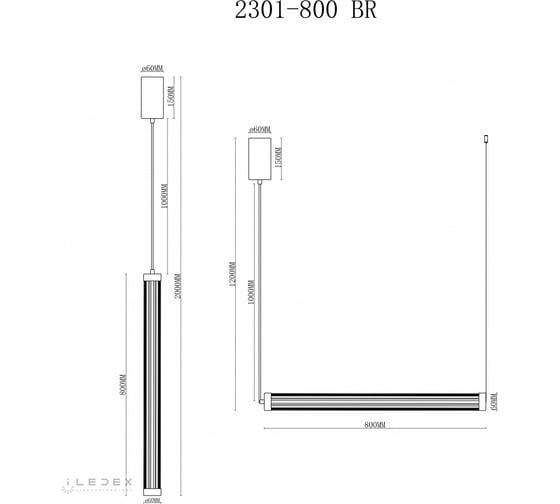 Подвесной светодиодный светильник iLEDEX Rocks 2301-800 BR