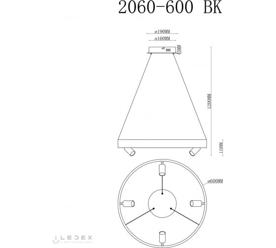 Подвесной светодиодный светильник iLEDEX Vision 2060-D600 BK