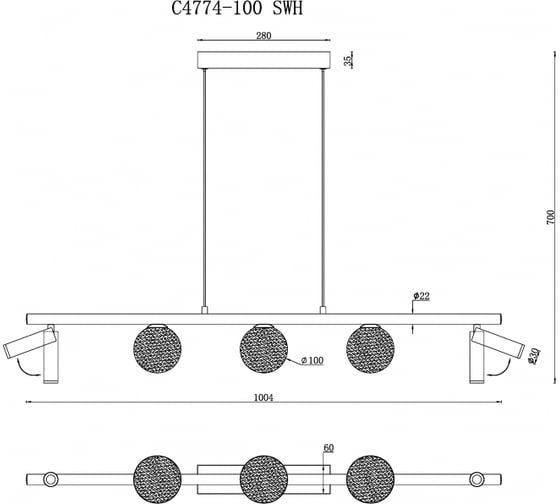 Подвесной светодиодный светильник iLEDEX Telescope C4774-100 SWH