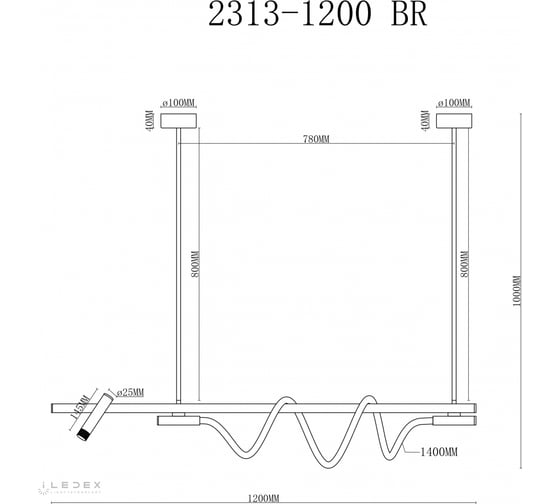 Подвесной светодиодный светильник iLEDEX Cross 2313-1200 BR
