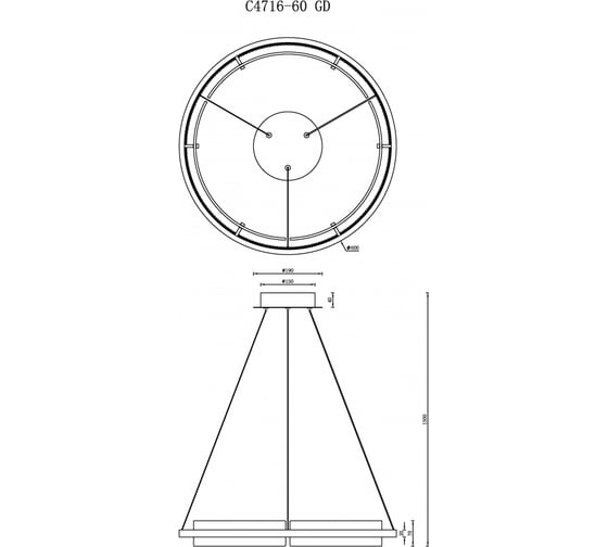 Подвесной светодиодный светильник iLEDEX Meridian C4716-60 GD
