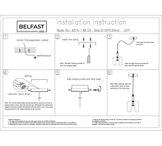 Подвесной светильник Belfasteon Pansy 6214-1 BR CA