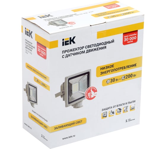 Светодиодный прожектор IEK СДО 05-30Д детектор, серый, SMD, IP44 LPDO502-30-K03