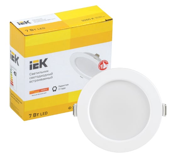 Светильник IEK ДВО 1611, LED белый, круг, 7Вт, 3000К, IP20 LDVO0-1611-07-3000-K01 1