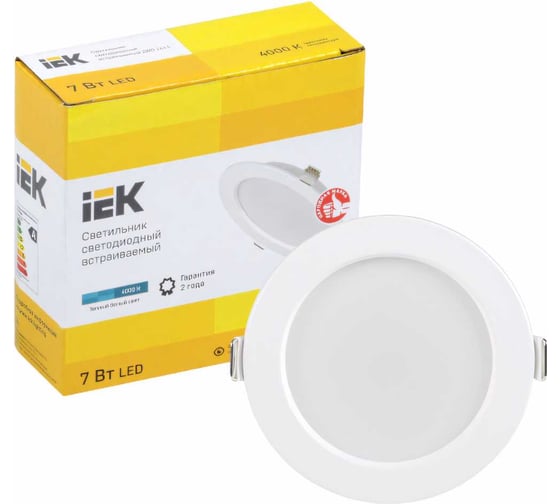Светильник IEK ДВО 1611 LED, белый, круг, 7Вт, 4000К, IP20 LDVO0-1611-07-4000-K01