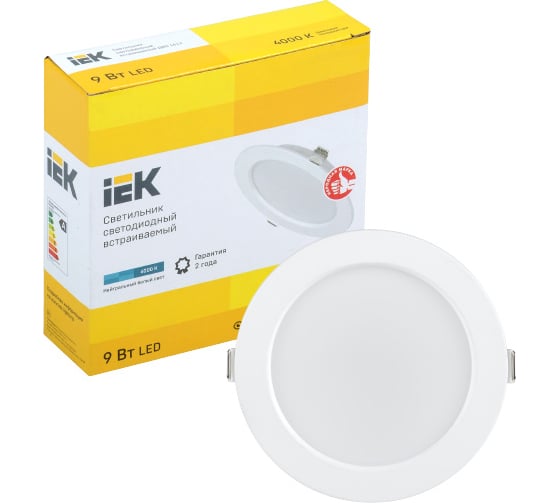 Светильник IEK ДВО 1612, LED, белый, круг, 9Вт, 4000К, IP20 LDVO0-1612-09-4000-K01
