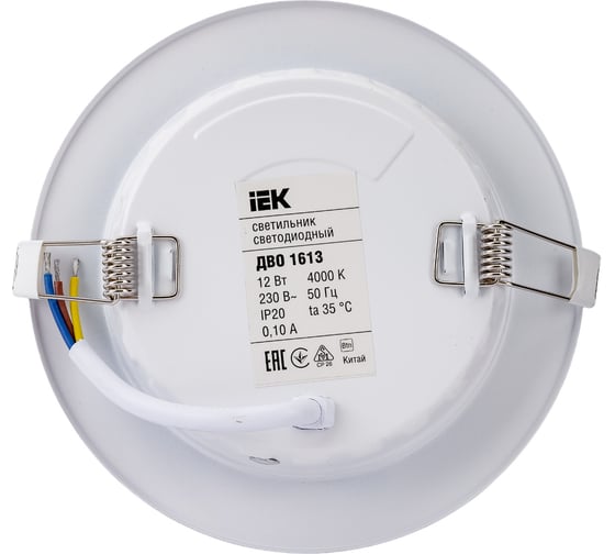 Светильник IEK ДВО 1613, LED, белый, круг, 12Вт, 4000К, IP20 LDVO0-1613-12-4000-K01