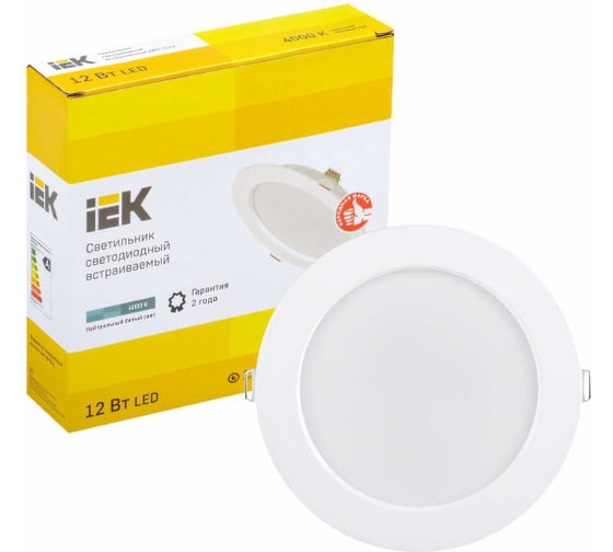 Светильник IEK ДВО 1613, LED, белый, круг, 12Вт, 4000К, IP20 LDVO0-1613-12-4000-K01