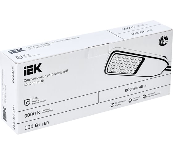 Светильник IEK ДКУ 1004-100Ш, LED, 3000К, IP65, серый LDKU1-1004-100-3000-K03