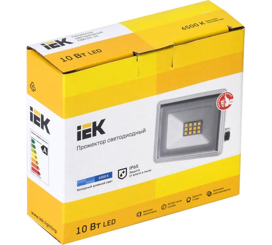 Прожектор IEK LED СДО 06-10, IP65, 6500K, белый LPDO601-10-65-K01