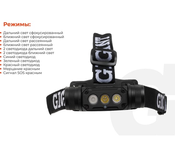 Налобный фонарь Gigant IP54 HL-08