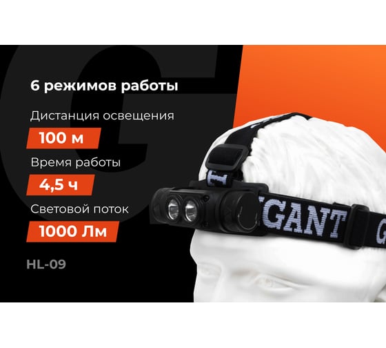 Налобный фонарь Gigant 1000Лм IP54 HL-09
