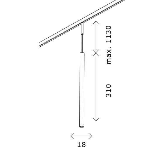 Магнитный трековый светильник ST LUCE черный, LED 1*3W, 3000K, 100Lm, Ra>90, 36, IP20, D18xH310, 24V ST672.433.03
