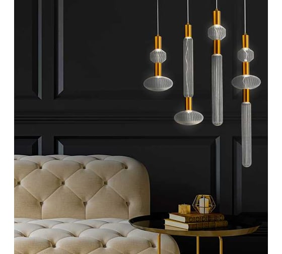 Светильник подвесной ST LUCE Латунь/Золотой, Прозрачный LED 3*3W 3000K SL6117.203.03